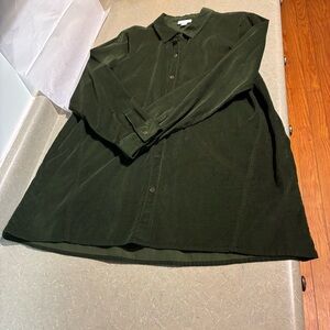 J. Jill Women's Dark Green Corduroy Tunic Top 100% Cotton Lagenlook
